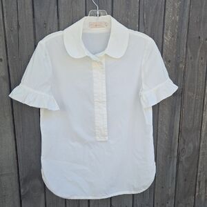 TORY BURCH White Ruffle Sleeve Blouse